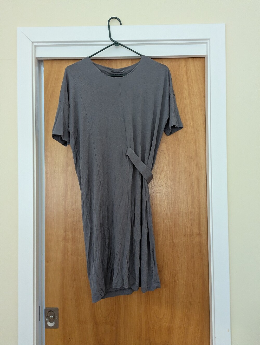 COS Gray Short-Sleeve  Dress with Waist Tie